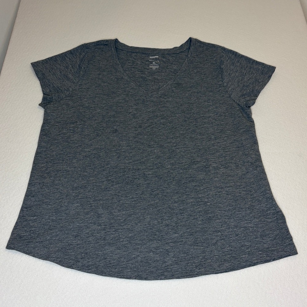 Sonoma Goods For Life The Everyday Tee Charcoal Gray V-Neck T-Shirt Womens XL